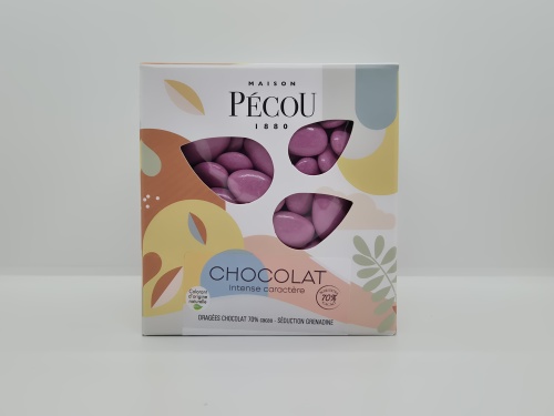 Dragée couleur GRENADINE verni (70% cacao) bte 1kg