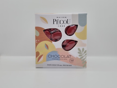 Dragée couleur ROUGE verni (70% cacao) bte 1kg