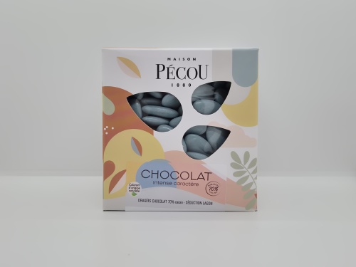 Dragée couleur LAGON verni (70% cacao) bte 1kg