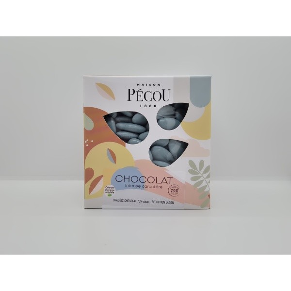 Dragée couleur LAGON verni (70% cacao) bte 1kg