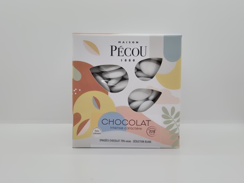Dragée couleur BLANC verni (70% cacao) bte 1kg