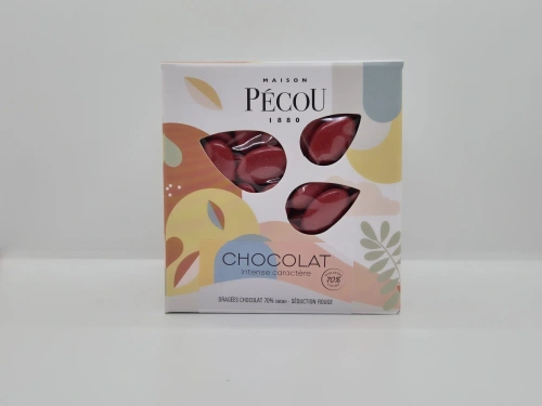 Dragée couleur ROUGE verni (70% cacao) bte 1kg